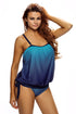Sexy Ocean Blue 2pcs Bandeau Tankini Swimsuit